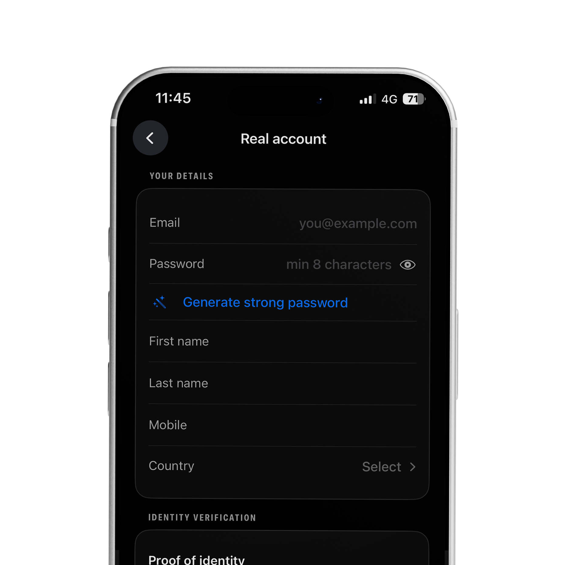 Register account